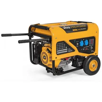 Groupe électrogène 8KvA 15CV 11,2 KW AVR VITO 230V Monophasé Démarreur Manuel et Electrique 29.5A Moteur 4 temps ESSENCE